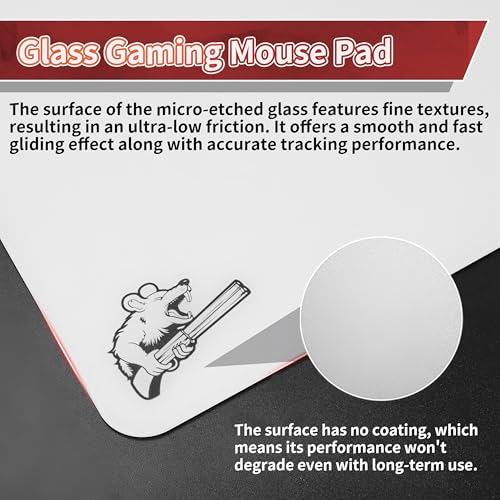 Image of 2.0 Ultra-Thin Tempered Glass Gaming Mouse Pad, Designed for FPS, Full-Coverage Anti-Slip Base,Etched Surface,1.6mm Thin Glass Layer,Redefine Your Shooting ExperienceWhite,300mm*350mm