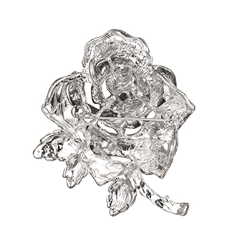 Image of BriLove Women's Austrian Crystal Rhinestones Rose Flower Brooch Pin for Party Prom
