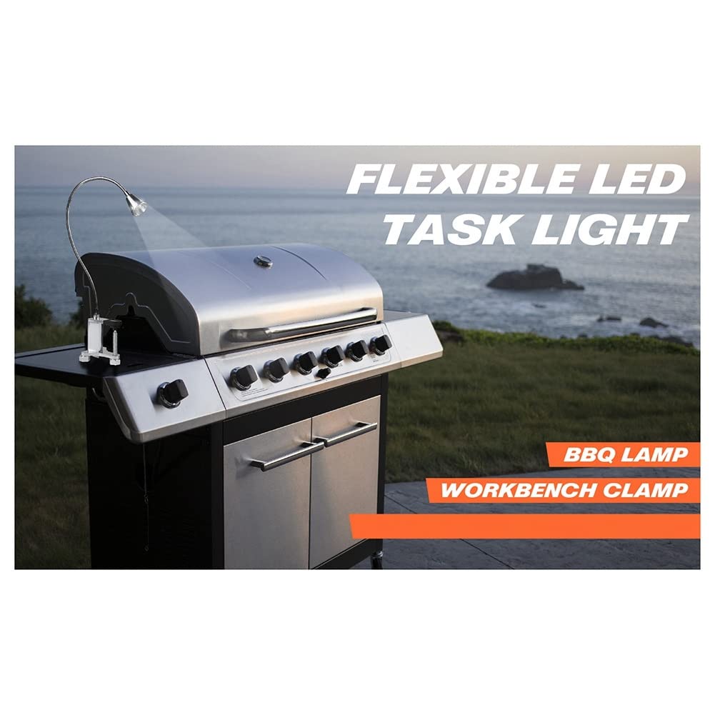 Magnética barbacoa LED luz ajustable 360 grados flexible cuello de cisne tornillo abrazadera para fiesta oficina al aire libre interior