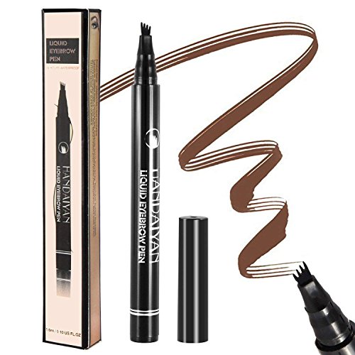 Tattoo Eyebrow Pen Liquid Eyebrow Pencil with Fork Tip Long-lasting Waterproof Brow Eyebrow Eyeliner Pencil Brow Gel for Creating Natural Eyes Makeup Drawing Eyebrow and Eyeliner (Brown)