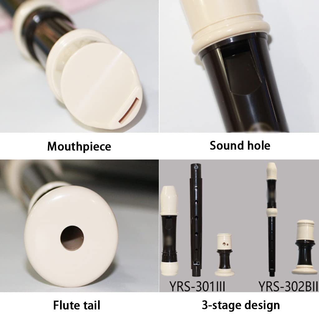 flöte Professionelle Barockblockflöten In C, Blockflöte Deutsche Griffweise 8-Loch-Anfänger Deutsche Blockflöten, 3-stufiges Flöteninstrument, Mit Aufbewahrungstasche(Schwarz,Baroque)
