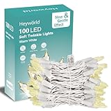 Heyworld Soft Twinkle Lights, 100 Led Slow Twinkling Christmas Lights on White Wire Cord, UL Approved 14.58 Ft, Connect Up to 50 Sets, Indoor Outdoor Use,Warm White (Pack of 2)