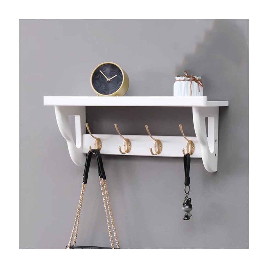 JNTFNE Wall Mount Coat Rack with Shelf - Wood Hanging Hanger Hat for Entryway Mudroom Hooks Underneath