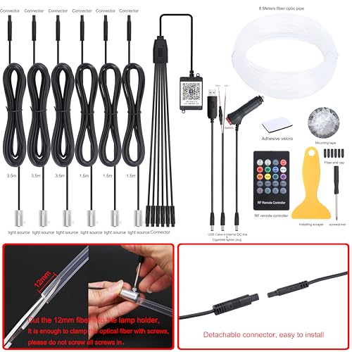 Kit de iluminación ambiental para coche de 12V con fibra óptica de 64 colores 2