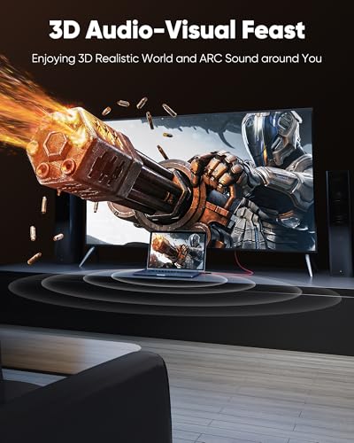Image of Highwings 4K Short HDMI 2.0 Cable 1.5FT /0.5m - 4K@60Hz HDR Braided HDMI Cord, 18Gbps High Speed with Ethernet /ARC, 3D, HDCP 2.2, ARC, Compatible for PS-5 /4 /3 /4K HDTV /Monitor /Projector /Streaming Media