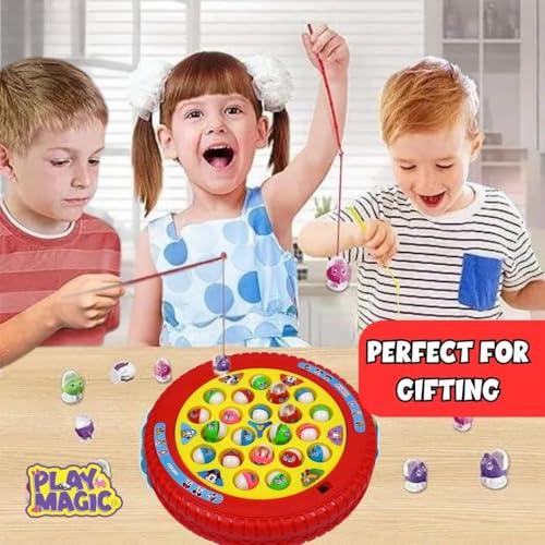 Image of PlayMagic Fishing Game Mickey Play Set|Magnetic Fishing Game Toys|Rotating Board Game with Music|Includes 21 Fish and 4 Fishing Poles|Party Game Toys for Kids Age 3 4 5 6 7 and Up|Made in India