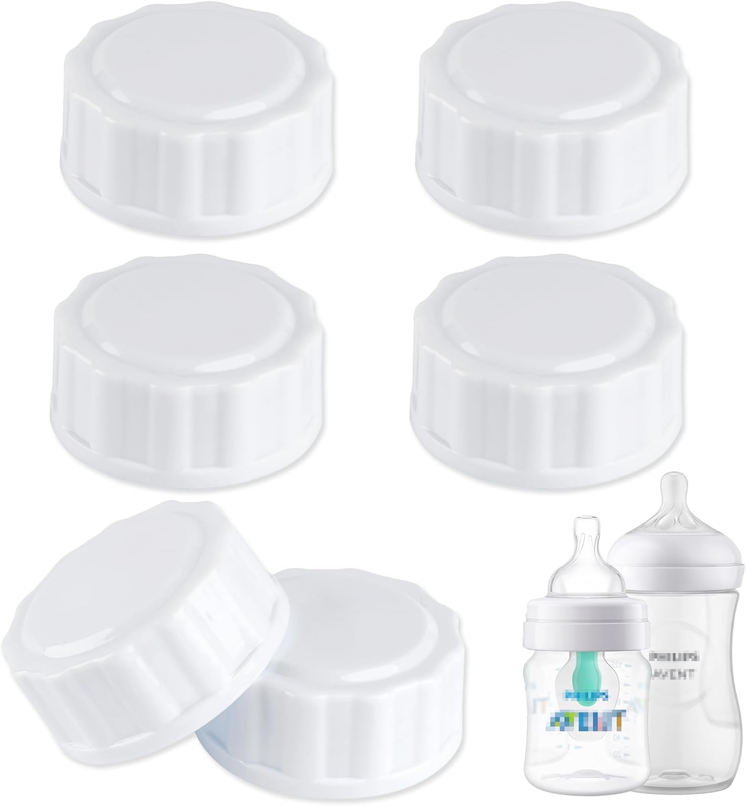 (6-PCs) Travel Bottle Caps Compatible with Avent Bottles, Bottle Lids Replacement