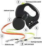 Retractable Dog Leash, 2-in-1 10 ft Portable Durable No Tangle Reflective Pet Leash One-Handed Brake Pause Lock with Flashlight Waste Bag Storage Compartment for Small Medium Large Dogs. (Black)