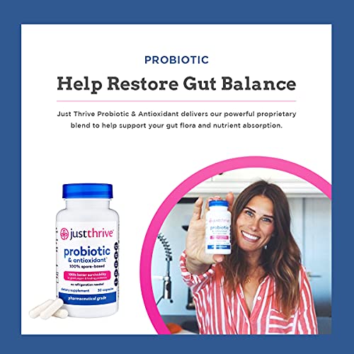 Just Thrive 2-In-1 Digestive Health Bundle - Probiotic & Antioxidant, Precision Prebiotic Powder - 100-Percent Spore-Based Probiotics - Support Microbiome Diversity - 30-Day Supply - Gluten Free #TOP3