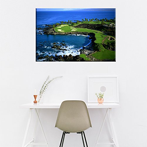 Amemny Modern Golf Course Landscape Painting Canvas Wall Art Posters And Clear Water Bule Sky Landscape Artwork Hd Prints Pictures Decor For Living Room Framed Stretched Ready To Hang(36''Wx24''H) #TOP3