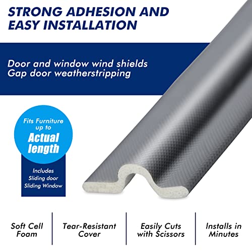 113Inch /3M Door Weather Stripping Soundproof Door Seal Strip V-Shaped Foam Kerf Weather Stripping Door Frame Weather Stripping For Doors Windows, Card Slot Installation Seals Large Gap 9.9 Feet #TOP5