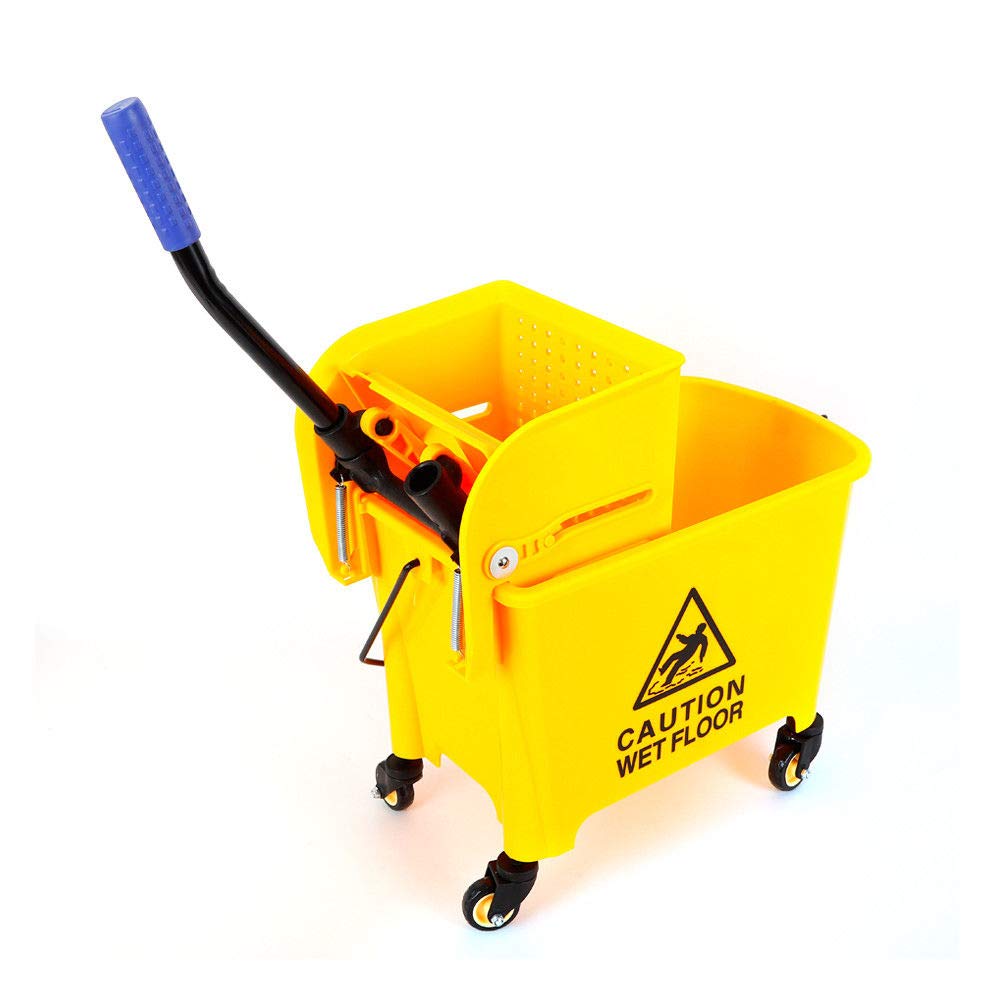 Carro de limpieza, 20 L, cubo de limpieza para fregona y escurridor, 63 x 27 x 67 cm