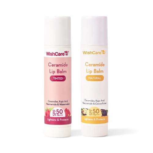 WishCare Lip Balm Combo (Tinted & Untinted) | With Kojic Acid & Niacinamide | Hydrating & Brightening Lip Care | Heals Dry Lips, Reduces Pigmentation & Adds Soft Tint | For Smooth, Even-Toned Lips
