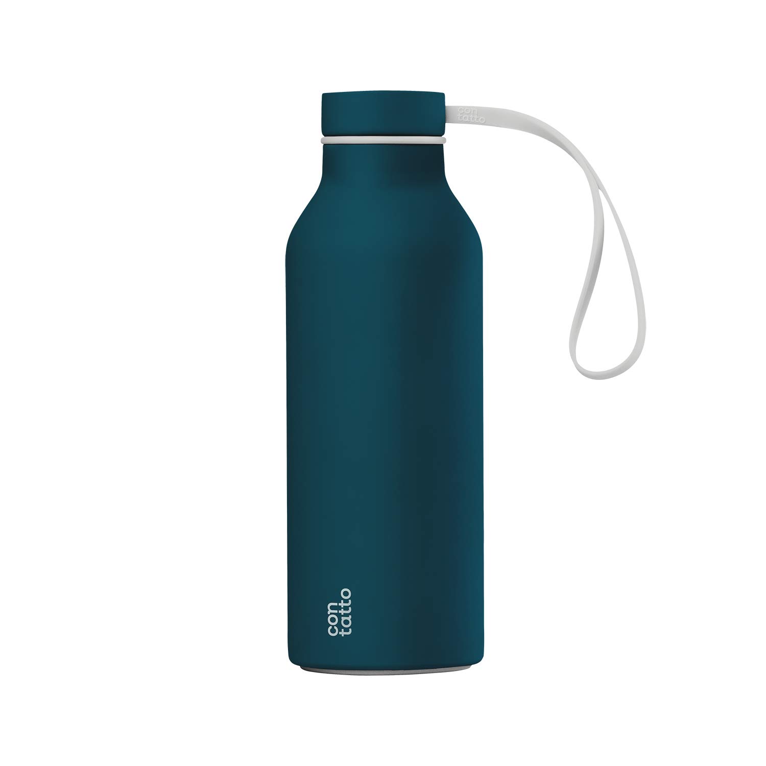con-tatto Bottle Bottiglia termica con 3 Pareti in Acciaio e Rame - Bevande fredde per 25 ore e calde per 15 ore - Fascia e Tappo Sport Lid inclusi! (Santorini)