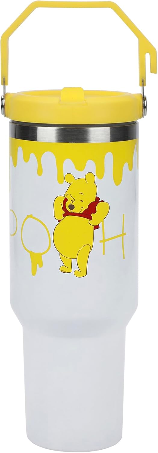 Bioworld Winnie The Pooh Honey Drip 40 Oz White Stainless Steel Water Bottle
