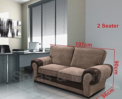 Big Corner Sofa Suite Tango 3+2 Armchair Jumbo Cord Brown - Image 3