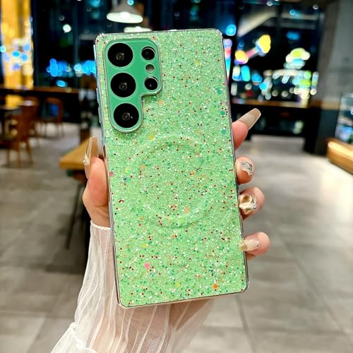 Coque Samsung S25 Ultra Verte Paillettes Brillantes Antichoc