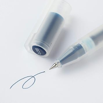 MUJI - 0.38mm Blue Black Smooth Gel Ink Ballpoint Cap Pen (10 Pieces)