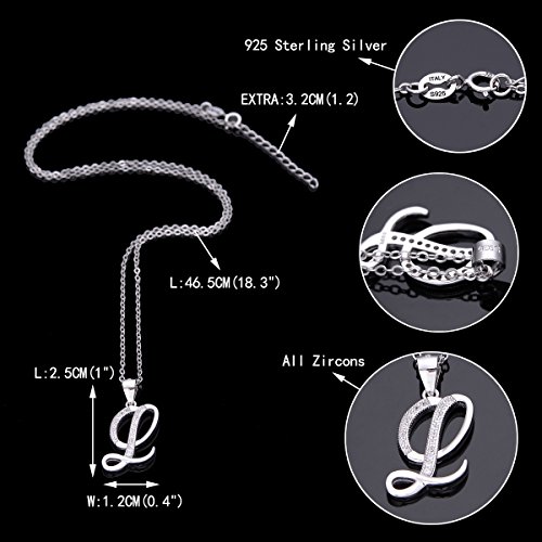 Collier lettre écriture cursive pendentif alphabet initial argent 925 zircon