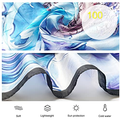 Xinmurffy Mulberry Silk Fashion Travel Scarf For Women Lightweight Large Pashmina Shawls And Wraps For Evening Dresses (Grey) (Blue2202) #TOP5