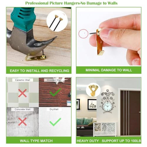 Image of Picture Hanging Kit with Assorted Hooks & Nails, Heavy Duty Picture Hangers for Frames, Wall Art & Mirrors, Picture Frame Hanging Hardware Set with Organizer Storage Case for Home Gallery Wall (125)