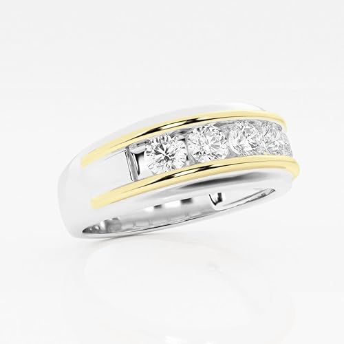 Miniatura 2 de Anillo de boda redondo de 12 ctw para hombre de diamante cultivado en laboratorio en oro de 14 k