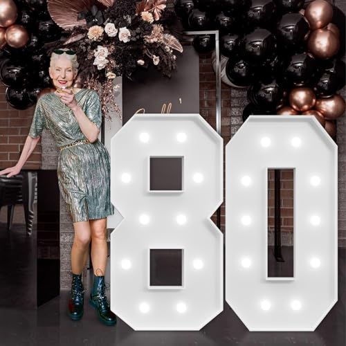 Image of imprsv Marquee Numbers Large 80th-Birthday Decorations: 4ft Light Up Number