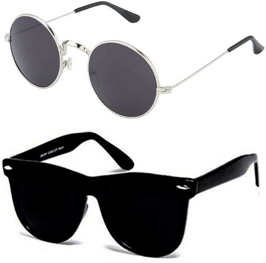 UV-Protected Unisex Wayfarer And Round Combo Pack Of 2 Sunglasses-image-16