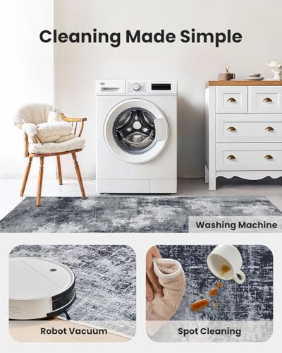 AMADA HOMEFURNISHING 9x12 Area Rugs for Living Room, Modern Large Area Rugs with Non-Slip Backing & Low Pile, Neutral Soft Washable Rug for Nursery, Bedroom, Dinning Room, Playroom, Grey - Image 6