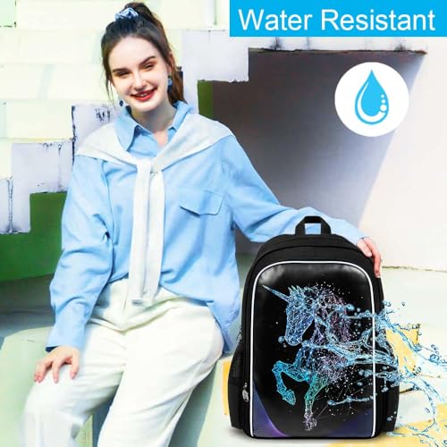 Image of gxtvo 3PCS Unicorn Backpack, 17 inch Girls Bookbag with Lunch Box, Kids Water Resistant Middle Elementary School Bag for Prechool
