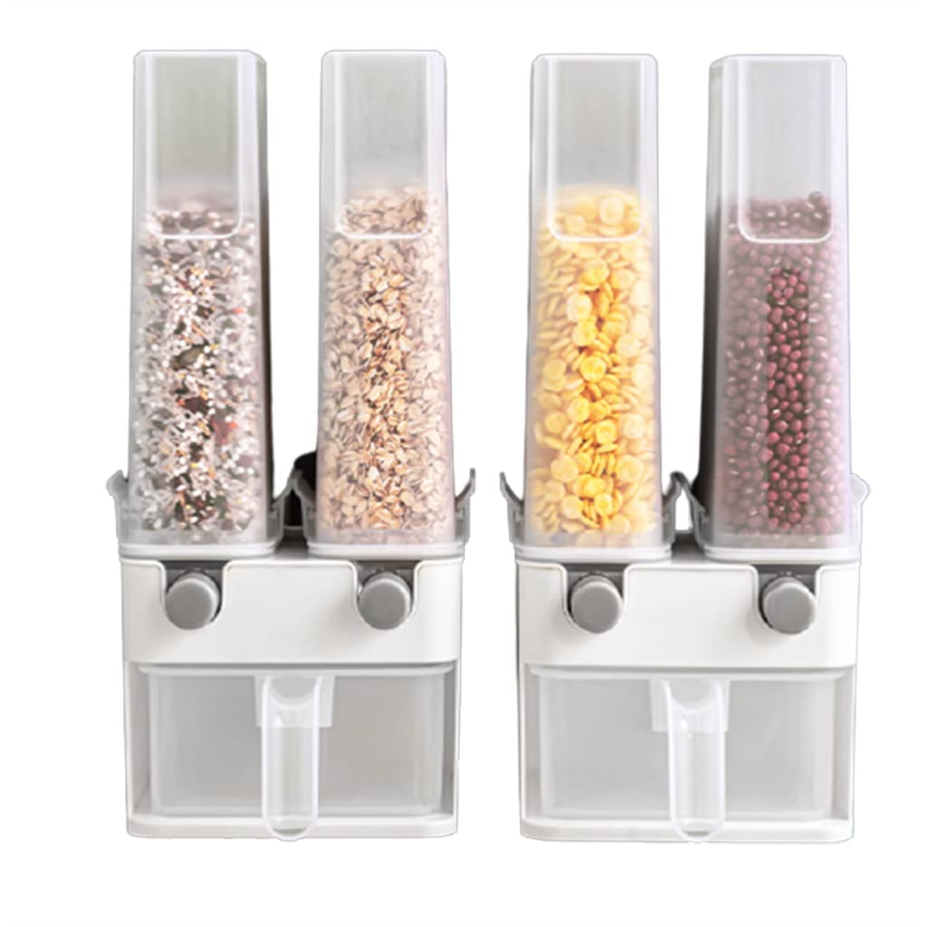 Récipient Distributeur de céréales mural, une pièce deux grille Distributeur de stockage de nourriture à la grille Machine à gruau à polyvalents for la cuisine à la maison Comptoir ( Taille : 2pcs )