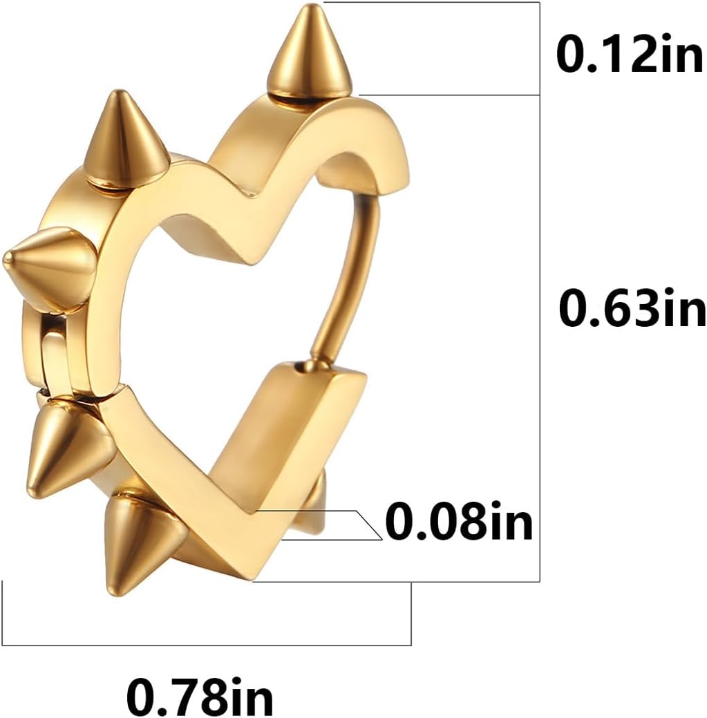 Hip-Hop Hoop Spike Heart Earrings for Women Men Gothic Punk Rock Earrings Y2k Emo Christmas Halloween Jewelry Gifts - Image 5