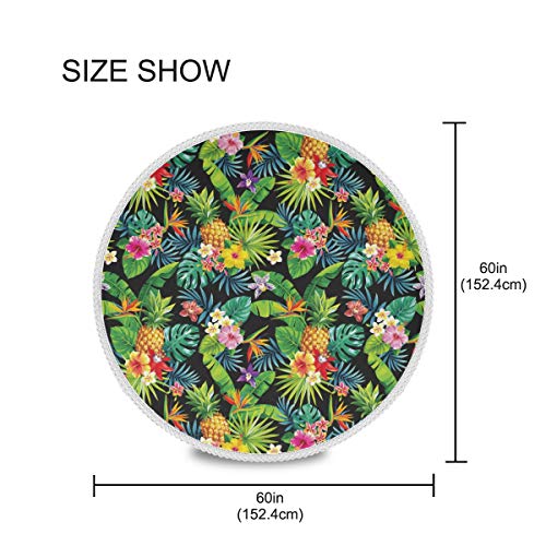 Tropical Pineapple Round Outdoor/Indoor Tablecloth 60 Inch Table Cover Print Lace Summer Table Cloth Washable For Kitchen Dining Tabletop Decor And Holiday Home Party Picnic 2100633 #TOP1