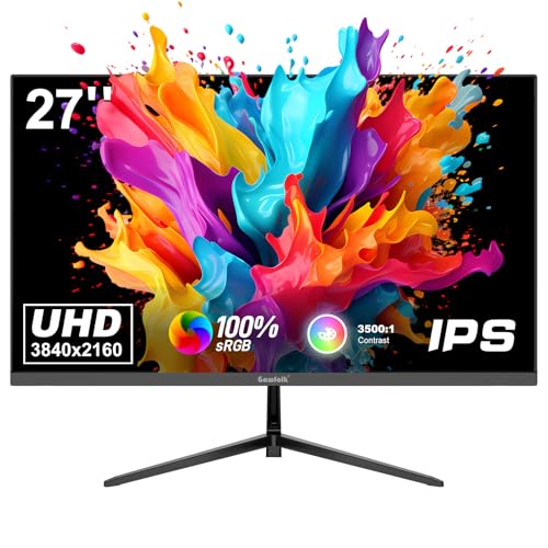Gawfolk 27 inch 4K PC Monitor 60Hz UHD(3840x2160) IPS Display Screen | 2160P Computer Monitors 300cd/m² 100%sRGB | HDR & FreeSync Support | Perfect for Gaming, Office Work & Photo Video Editing
