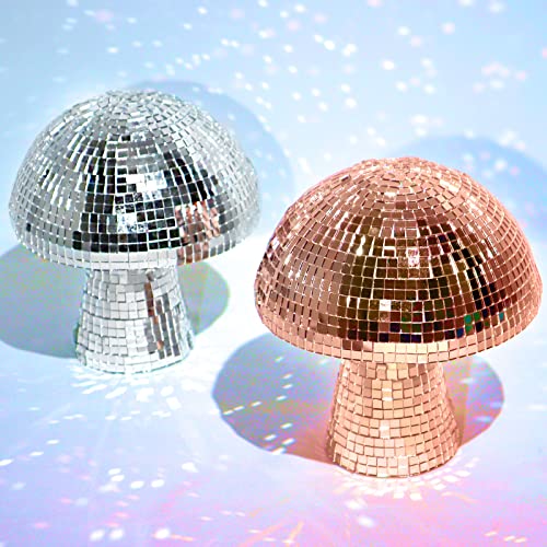 Mushroom Disco Ball, Silver & Rose Gold Mirror Glitte, Reflective Lights For Party, Room, Table Decor, Art Decorations, 2 Pack (6 X 6.3 In) #TOP15