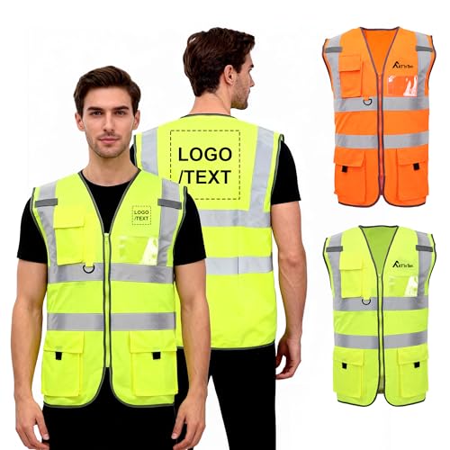 AT1nTen Custom Safety Vests with Logo Text,