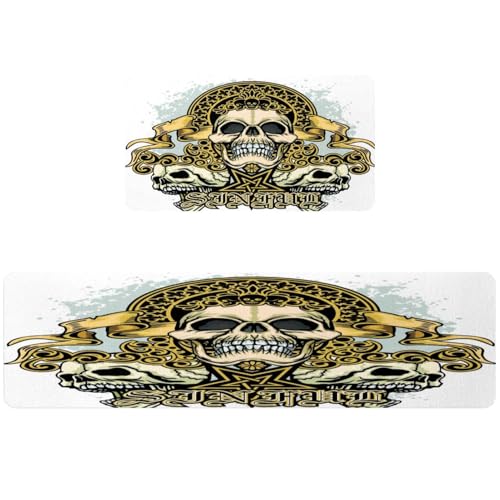 Alfombrillas de cocina lavables para pasillo y cuarto de lavado VAPOKF con calaveras 2