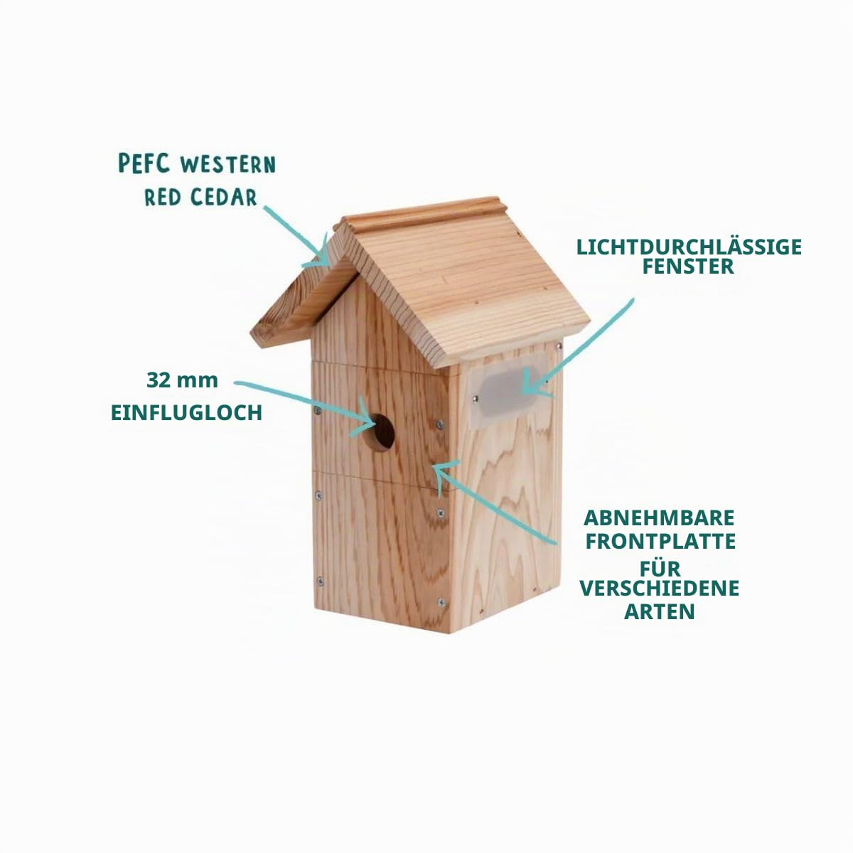 NESTERA Nistkasten mit Kamera - 1440p HD WiFi Outdoor | für Meisen, Rotkehlchen und Spatzen | Baum, Zaun oder Haus befestigt