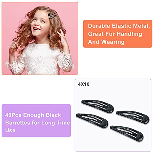 40Pcs Silicone Coated Hair Barrettes For Women, Non-Slip Metal Hair Clip Barrettes, Drop Oil Protection Snap Hair Clips For Kids, Teens, Girls(Black) #TOP2