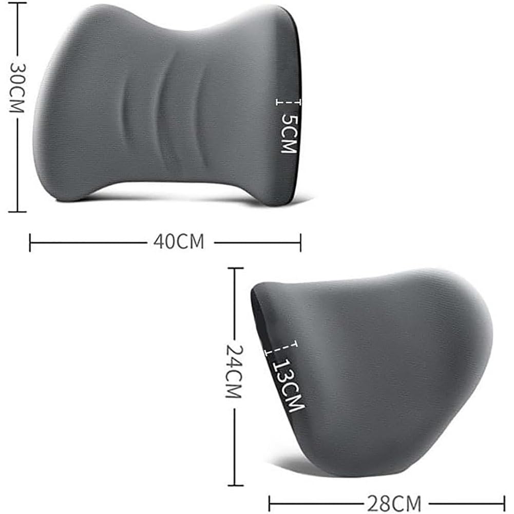 Reposacabezas Y Soporte Lumbar Coche para Hyundai i10 i20 i30 i40 ix20 ix25 ix35 ix55 HB20, Cojin Almohada Respaldo Memory Foam CojíN Lumbars Asientos De Coches Silla Oficina,A/Black