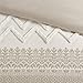 Ink+Ivy Queen Duvet Cover Set, Chic Chevron Chenille Tufting Accent, Boho Duvet Queen Set, All Season, Lightweight Cotton Duvet Queen Set Bedding Cover, 2 Shams, Mila, Full/Queen Taupe 3 Piece