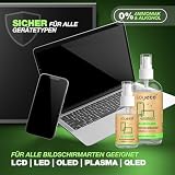 SOYECO Zestaw do czyszczenia ekranów 250 i 50 ml - w tym trzy œciereczki z mikrofibry - Wyœwietlacz Œrodek czyszcz¹cy do smartfonów, laptopów, tabletów, monitorów i telewizorów (LCD/TFT, LED, OLED)
