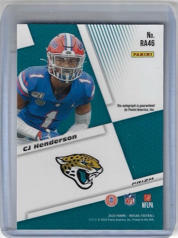 CJ Henderson Autographed Auto Rookie Autograph Mosaic Prizm Parallel Collectible Football Card - 2020 Panini Mosaic Football Card #RA46 (Jaguars)