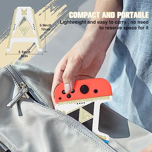 DLseego Joycon Speed Charging Grip for Switch/Switch OLED, Portable Gaming Comfort Grip Handle Joystick Remote Controllers V-Shaped Anti-Slip Handle Accessories (White Kingdom Gold Trim) - Thumbnail 4