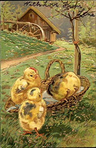 Easter Greetings With Chicks Original Antique Postcard 1907
