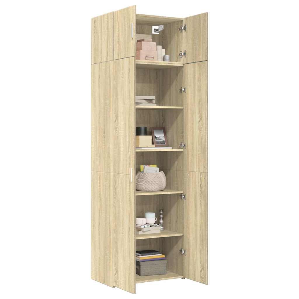 Mobile Armadio Alto 70x42,5x225 cm Rovere Sonoma | Soluzione salvaspazio a colonna con 6 scomparti per soggiorno, studio e lavanderia. Design elegante in effetto legno.