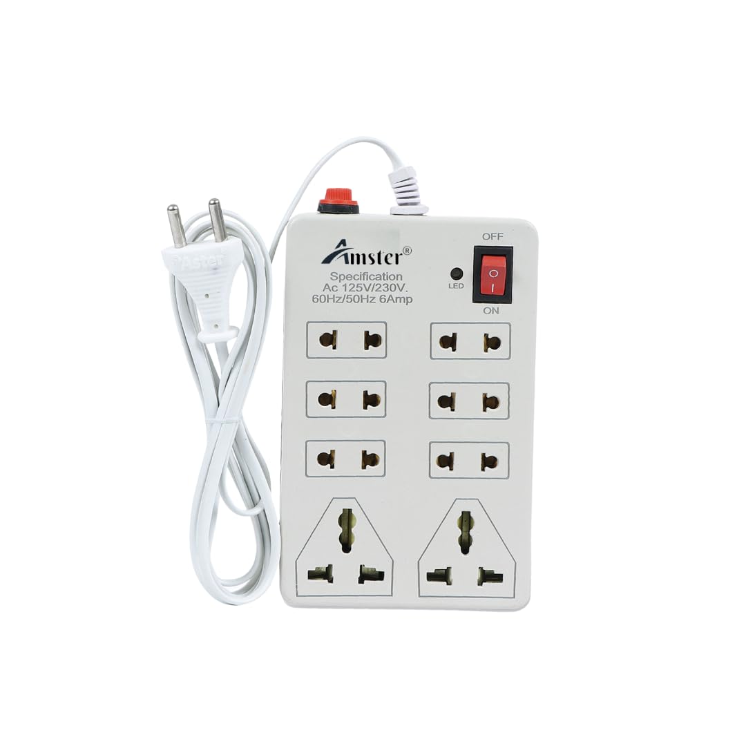 Amster Mini Book Extension Board: 8 Sockets, 1 Switch, Fuse Protection,led Indicator, 2M Long Wire 8 Socket Extension Cord (2M/White)-image-49