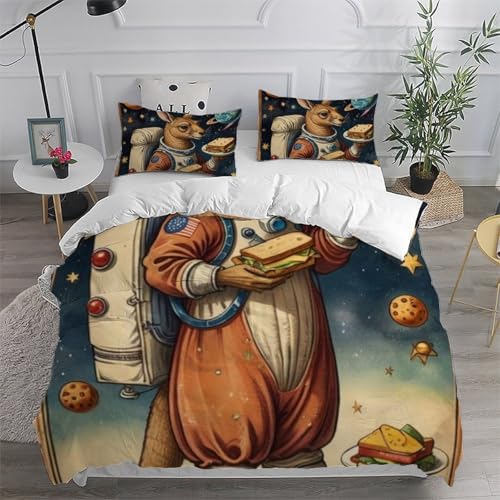 Housse de couette double animaux microfibre 200x200 taies d'oreiller