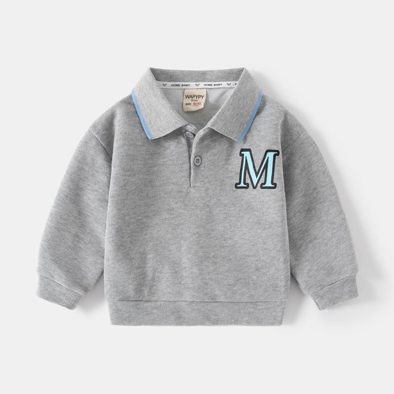 Meufam Toddler Boys Solid Pique Polo Long Sleeve Tee Shirt Thermal Tops Kids Soft Little Boys Uniform T-Shirt2