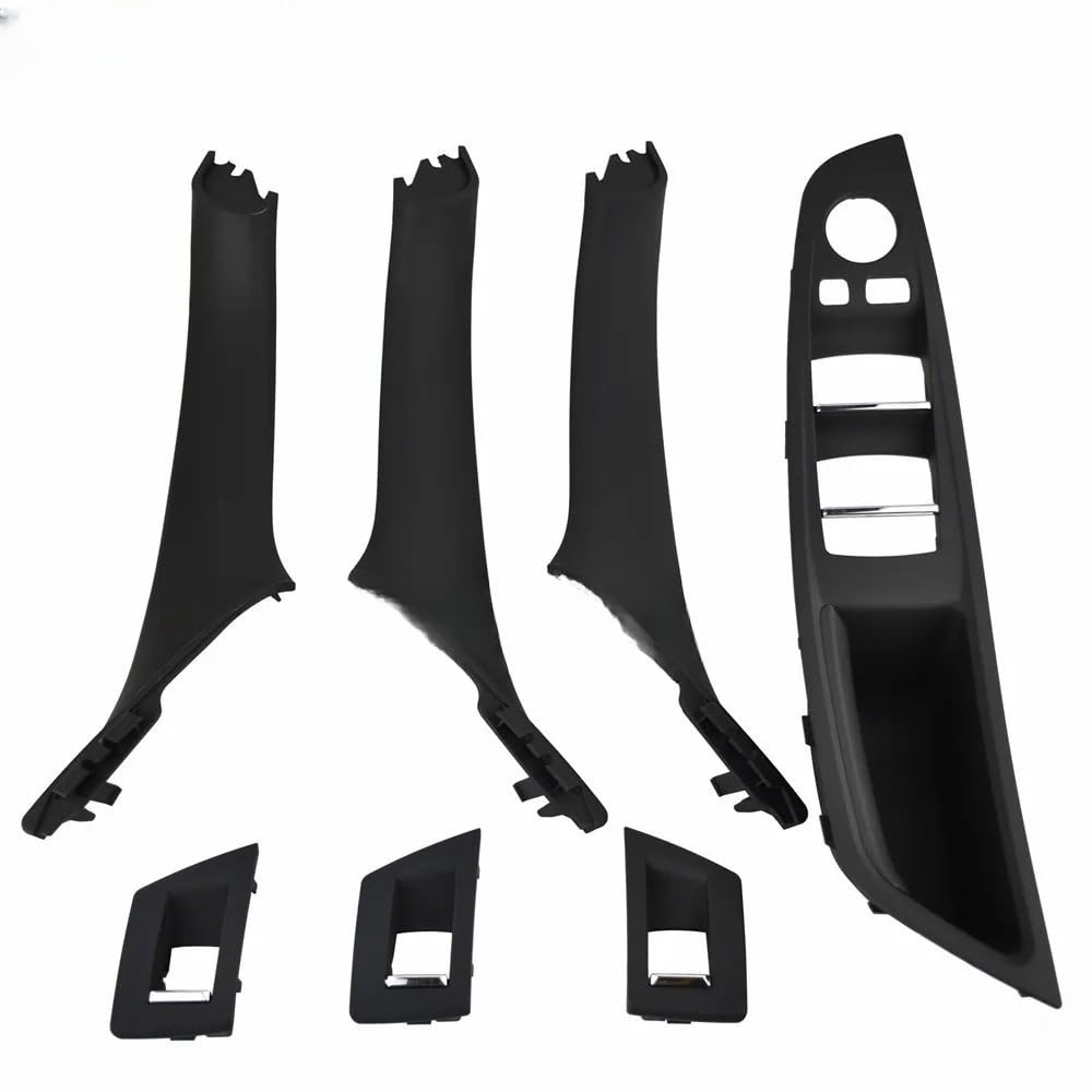 Mlioju Black 7Pcs Car Inner Door Handle 7Pcs Rhd Car Interior Door Handle Inner Door Panel Pull Cover For 5 Serie For F10 F11 520 525 Car Accessories
